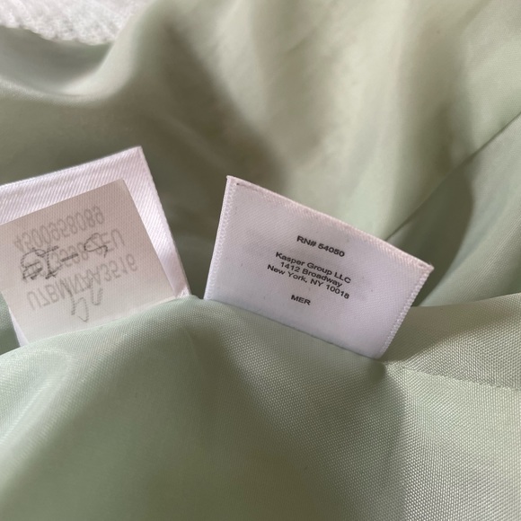 Nine West Mint Green Lightweight Woven Tweed Blazer Jacket Open Front Size 4 - Picture 8 of 8